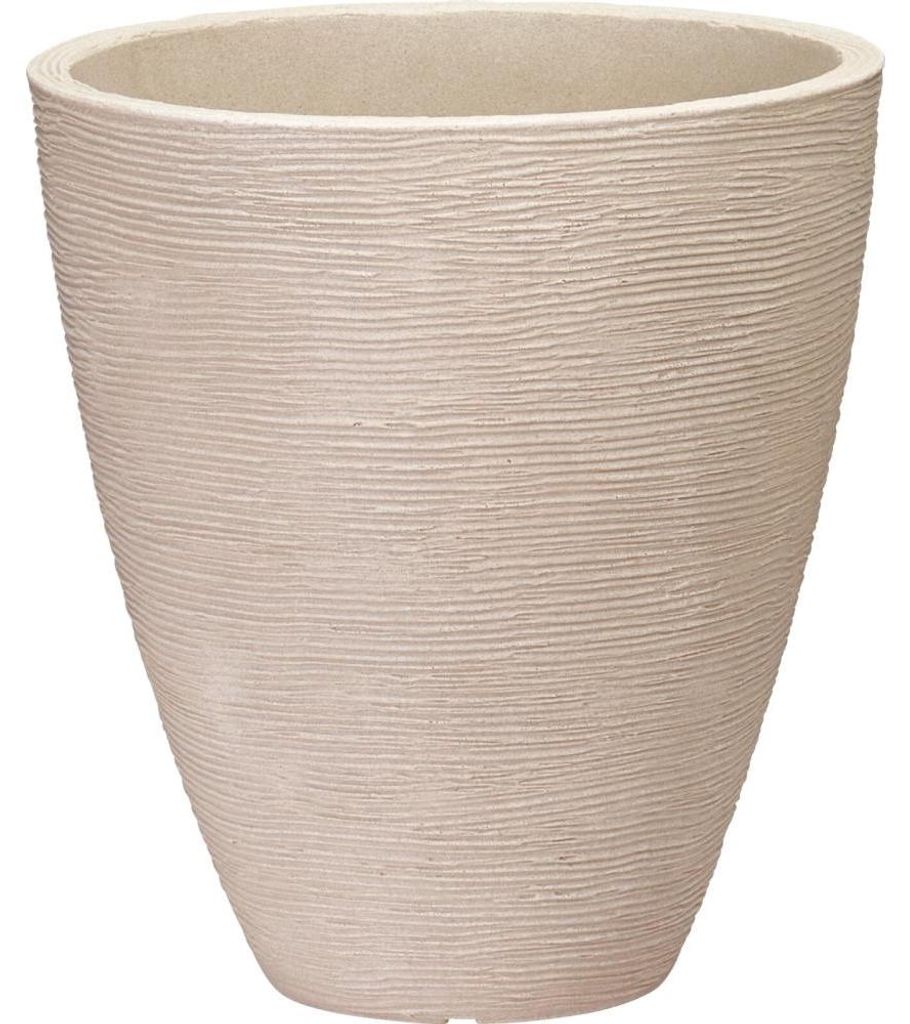 Geripptes Pflanzgefäß Durchmesser 39 x 42 cm Sand Produktbild 