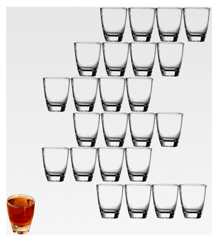 24 Stück Schnapsgläser aus Glas, 35ml/3cl, klare Shotgläser mit dickem Boden, spülmaschinenfest, kleine Likörgläser für Familienfeiern und F...