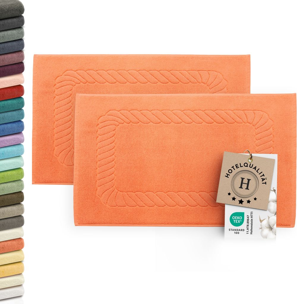 2er-Set Badematten, Baumwolle, 50x70 cm, 740g/qm, orange (terracotta)