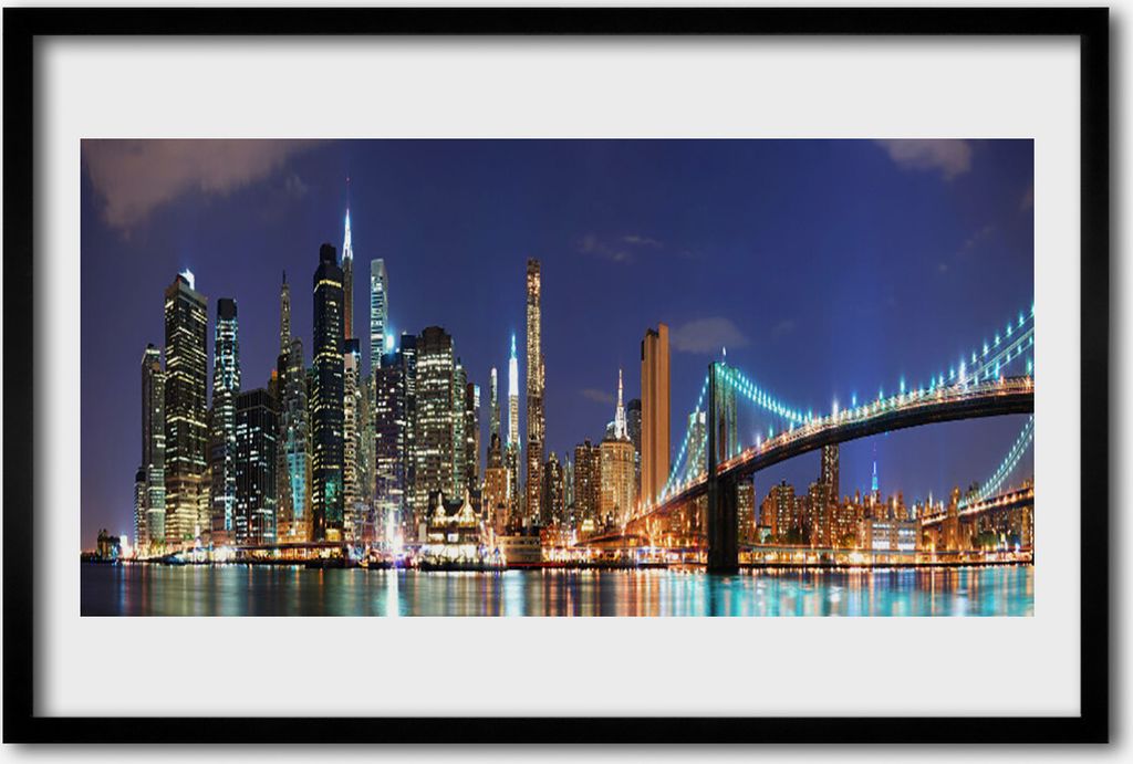 Bild 60x40 MDF-Rahmen Wandkunst Bridge City Architektur