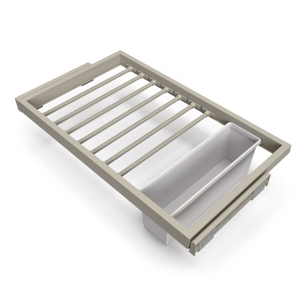 Emuca Set aus 7 Hosenträgern, 1 Tablett und 1 sanft schließenden Gleitrahmen für Kleiderschränke, verstellbar, Modul 800mm, Steingrau