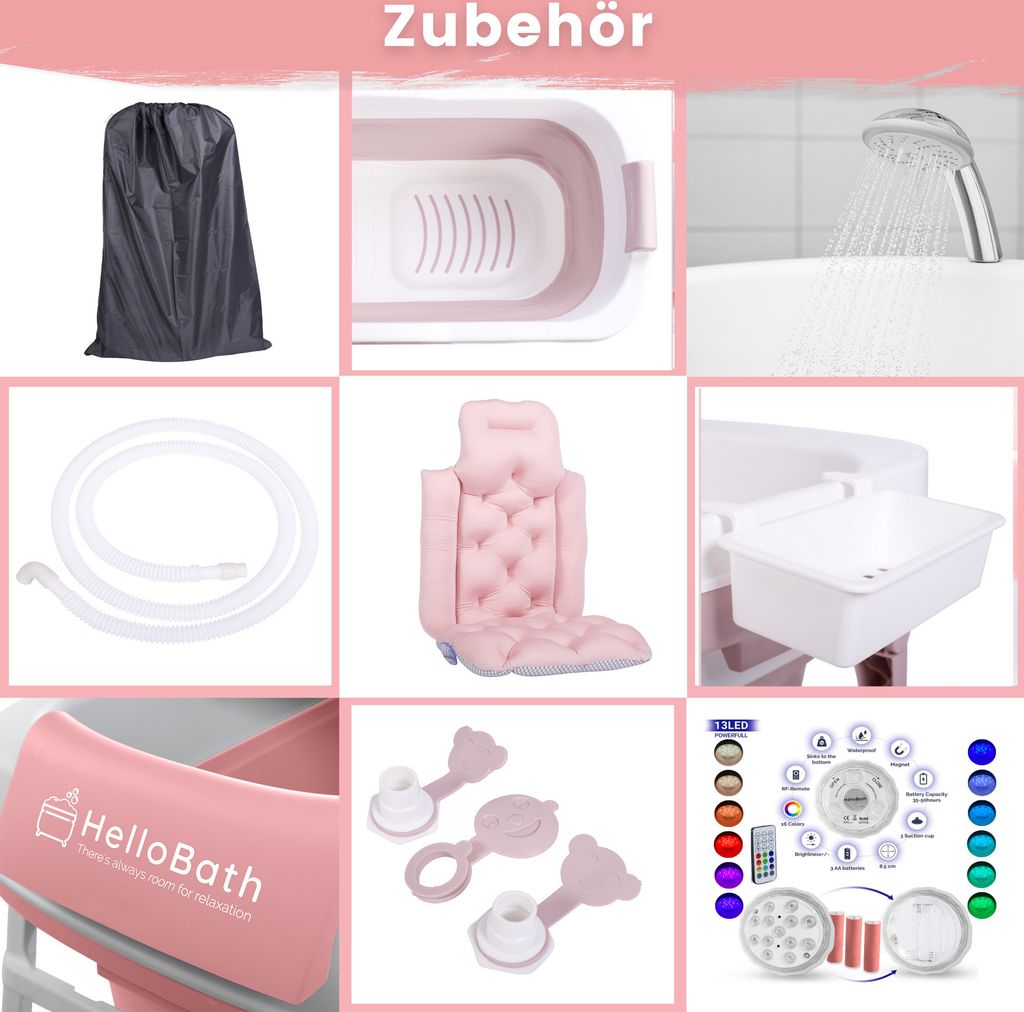 HelloBath® Faltbare Badewanne für Erwachsene L, 143x60x54cm Produktbild 7