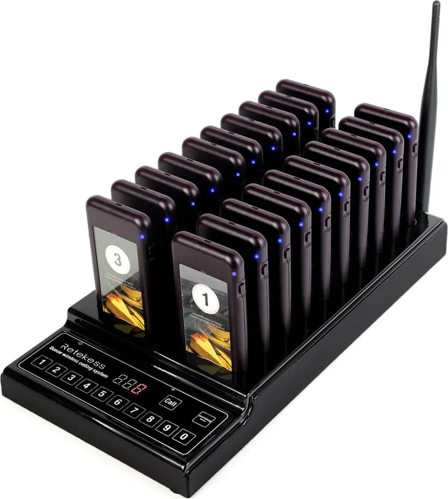 Système d'appel sans fil Retekess T112 avec 20 pagers rechargeables