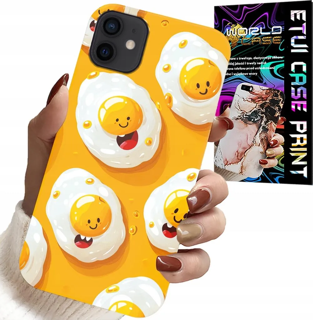 Set Regalo iPhone 11: Cover Divertente Uova e Pellicola Salva-Schermo