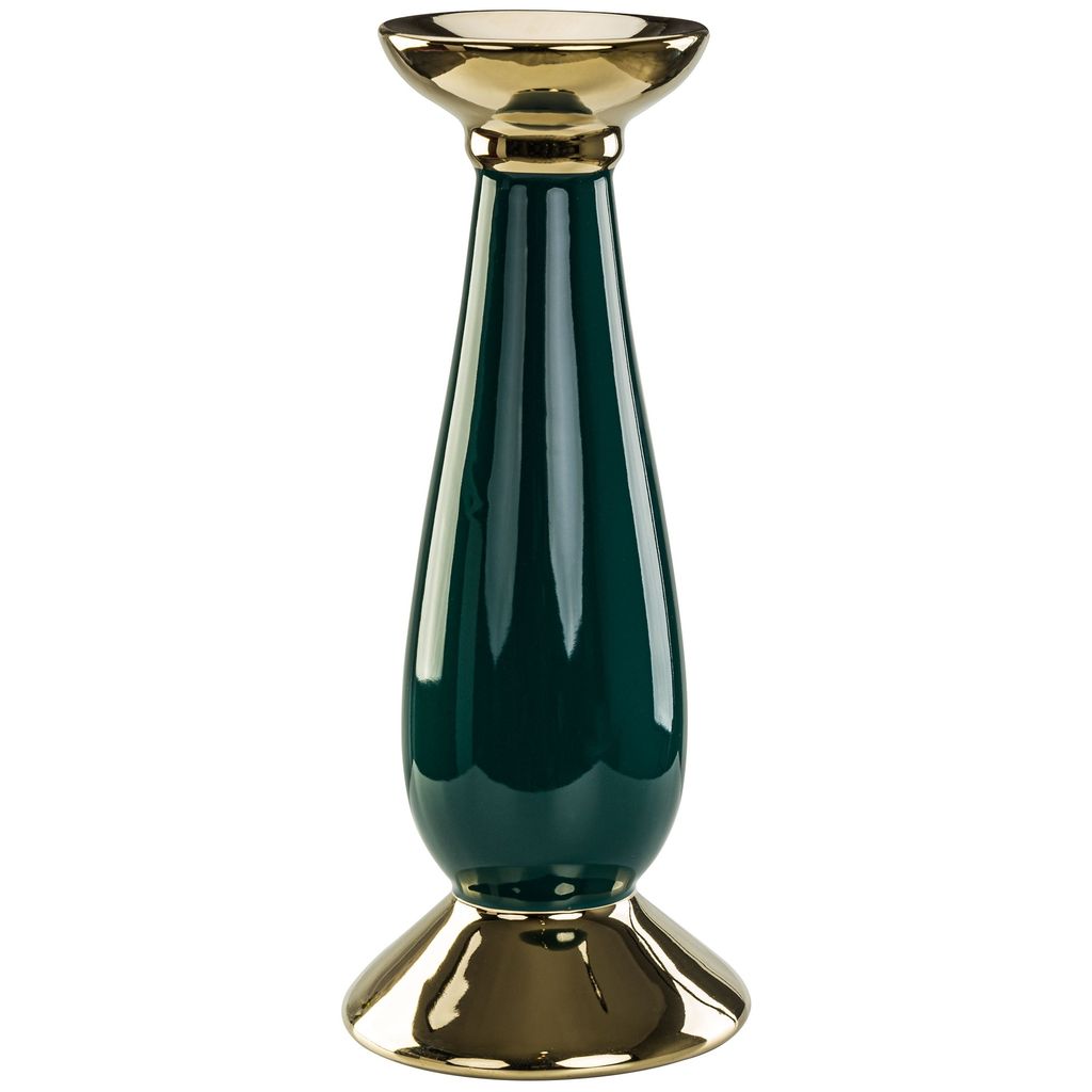 Keramik Leuchter Kerzenständer Glamour H 32 cm Flasche Grün Produktbild 