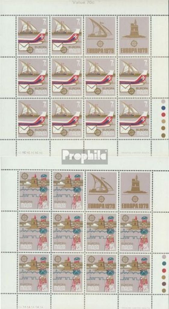 Briefmarken Malta 1979 Mi 594Klb-595Klb Kleinbogen (kompl.Ausg.) postfrisch Postwesen