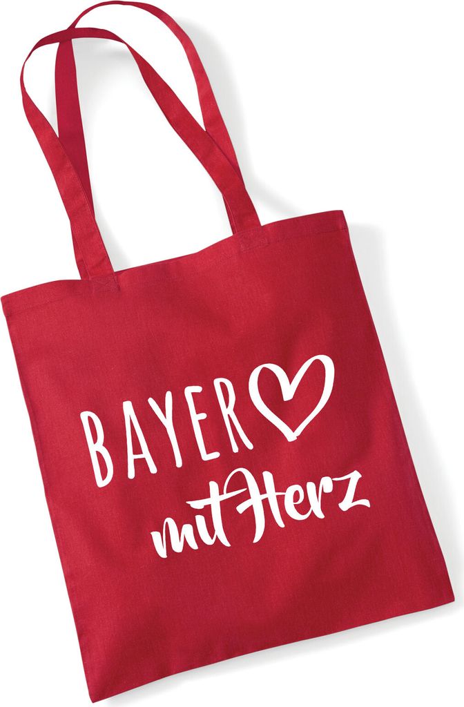 Huuraa Jutebeutel Bayer mit Herz 10 Liter Classic Red Baumwolle Tasche Geschenkidee