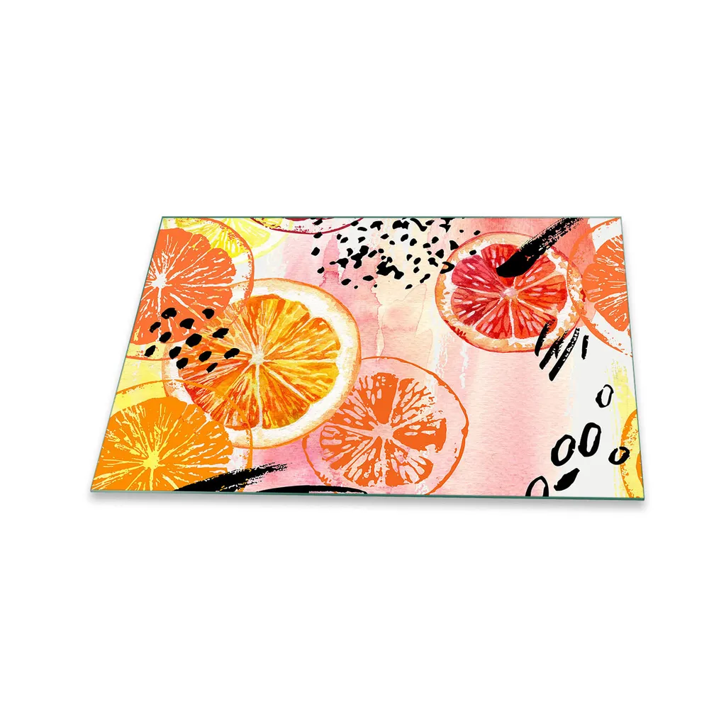 Copri Piano Cottura 80x52 Vetro Temperato Frutta Arancio | Alzatina