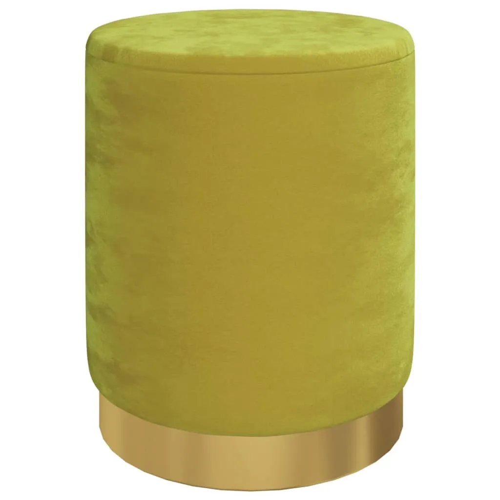 Rangement discret et assise : tabouret rond velours vert pour studio