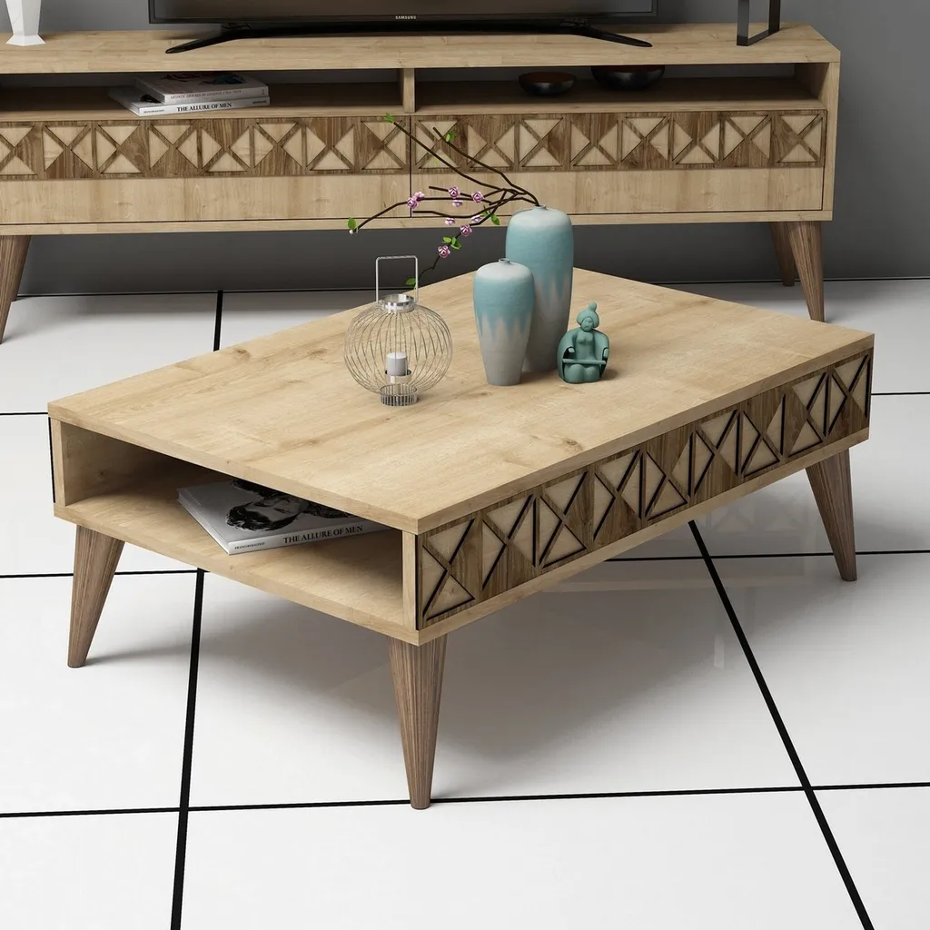 Table Basse Chêne Anti-Rayures et Facile d'Entretien - 90x60 cm