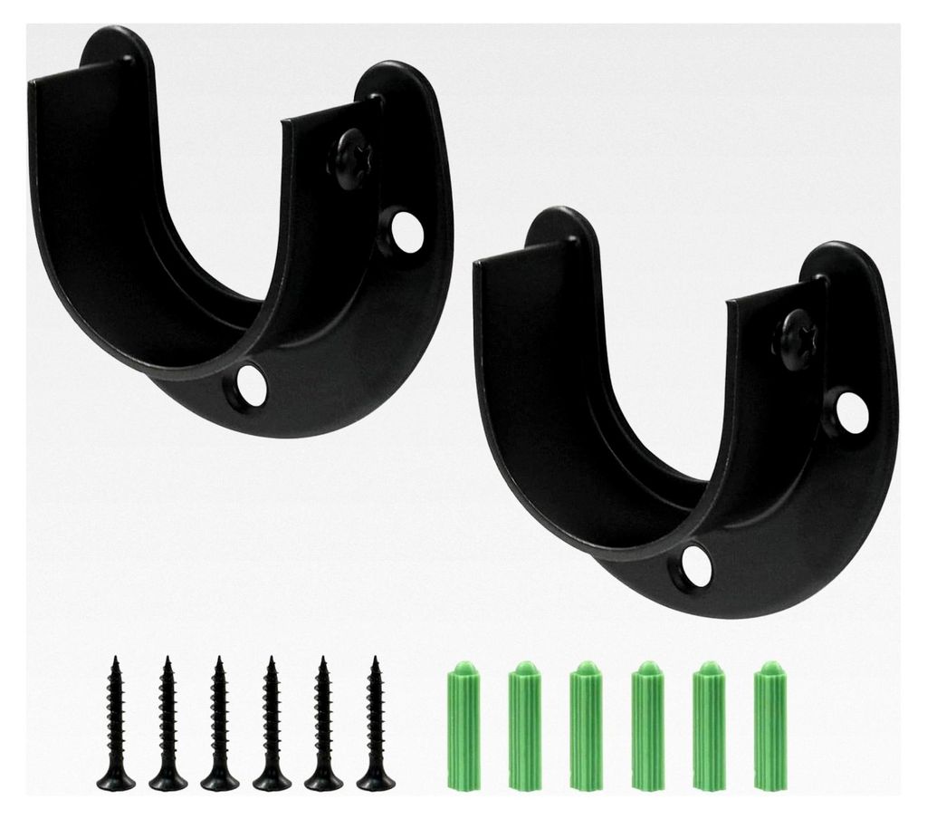 38 mm Edelstahl 2 Stück Kleiderstangenhalterung Schwarz - Robuste Halterung für Kleiderschrank, Gardinenstange und Kleiderstange - Einfache Monta...