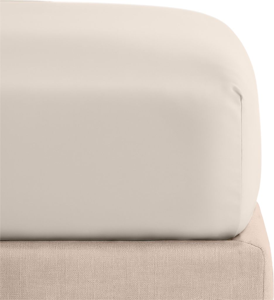 Satin Spannbettlaken 90x200 cm mit Gummizug in hellem Beige, 100% Baumwolle