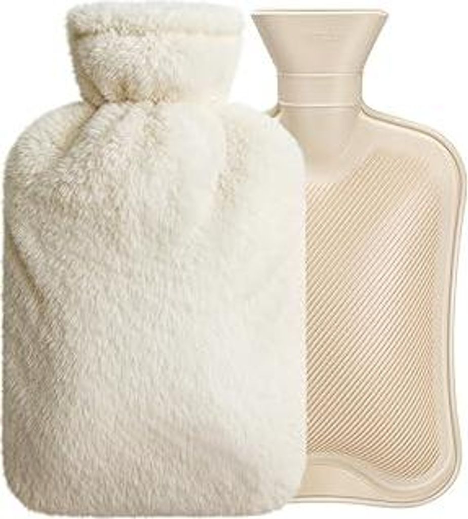 Wärmflasche mit Weichem Bezug | Auslaufsicher 2L Hot Water Bottle Wärmeflasche | Naturkautschuk + Bettflasche Flauschig | Geschenke für Männer ...