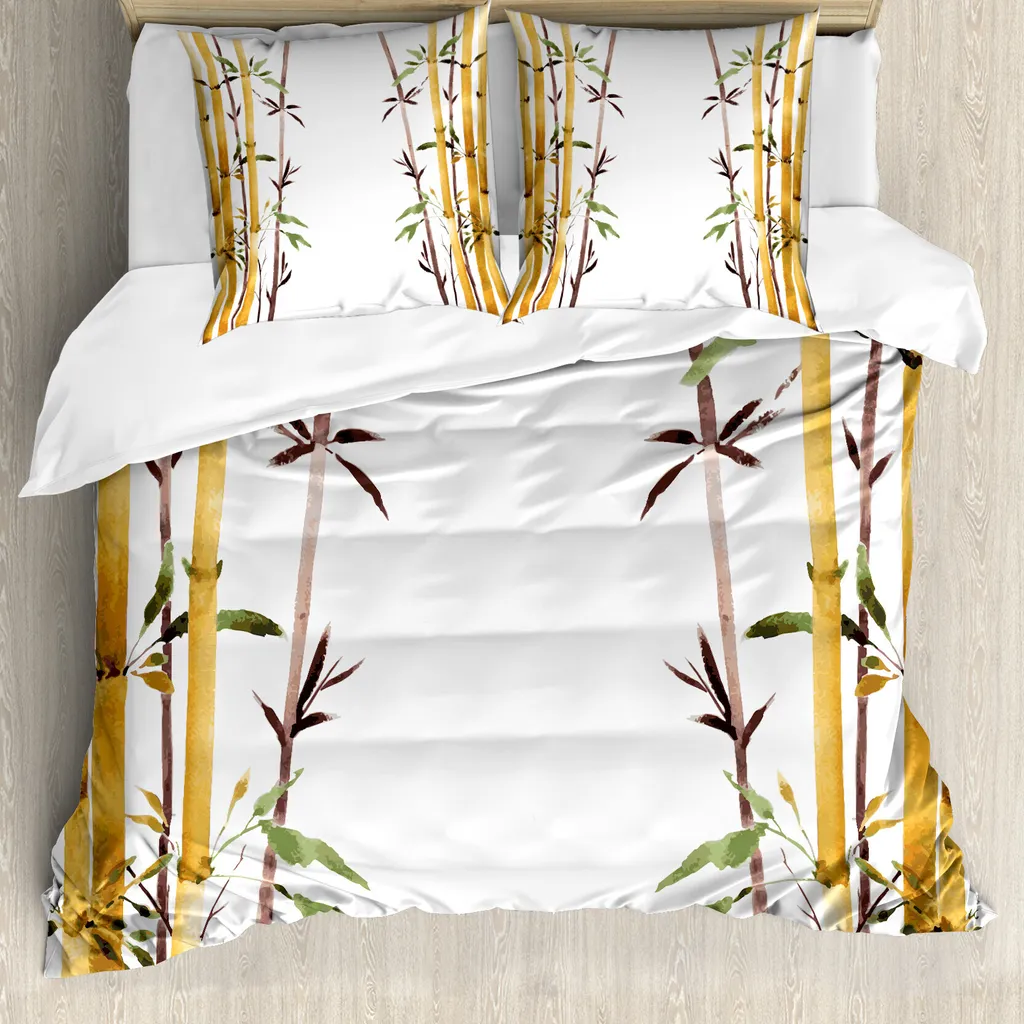 Housse de couette en bambou ABAKUHAUS 200x200 cm avec taies d'oreiller