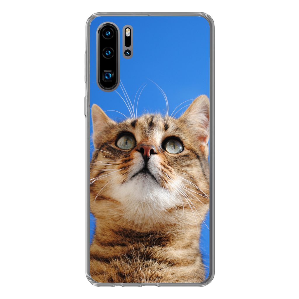 MuchoWow Handyhülle Schutzhülle Hülle für Huawei P30 Pro Katze - Braun - Luft - Mädchen - Jungen - Kinder Silikon Softcase Handy Hülle - Sc...