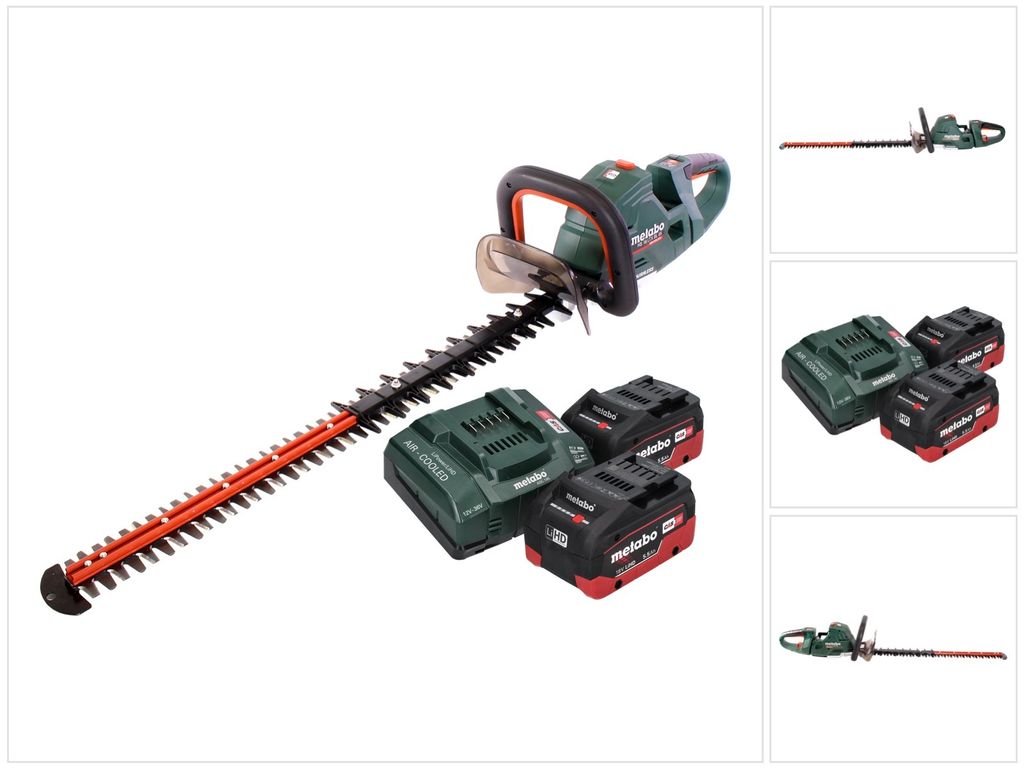 Metabo HS 18 LTX BL 75 Akku Heckenschere 18 V 75 cm Brushless + 2x Akku 5,5 Ah + Ladegerät