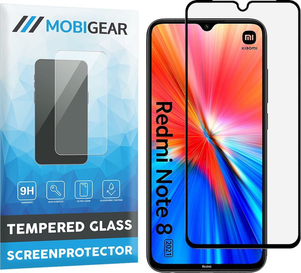 Mobigear Premium Xiaomi Redmi Note 8 Panzerglas Gehärtetes Glas Displayschutz - Hüllenfreundlich - Schwarz