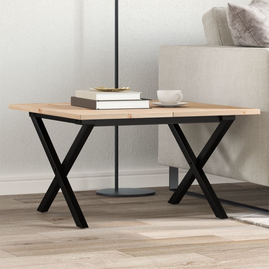 Maison Exclusive - Couchtisch X-Gestell 60x60x40cm Massivholz Kiefer und Stahl