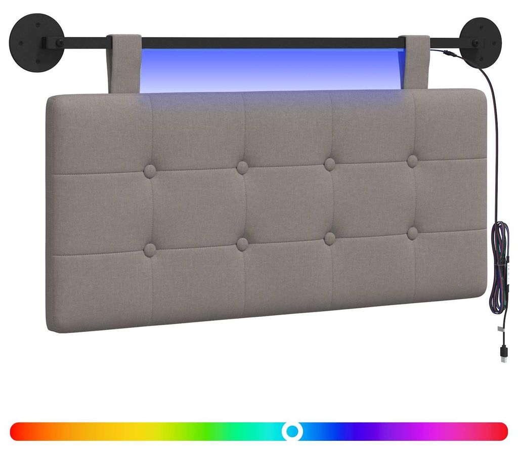 Hängendes Kopfteil Mit LED Licht Taupe Stoff