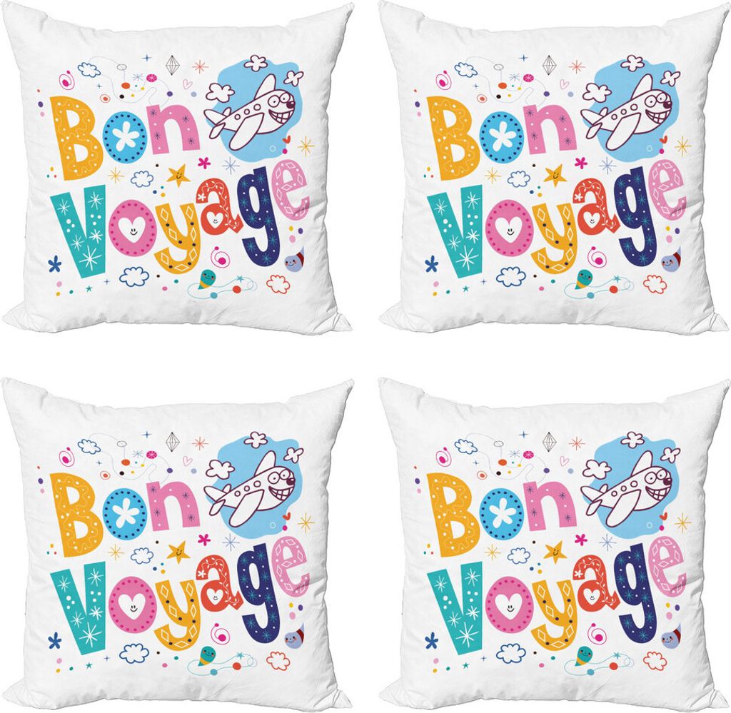 ABAKUHAUS Abschiedsparty Kissenbezug Set (4 Stück), Glückliche Nachricht, Moderner Doppelseitiger Digitaldruck, 60 cm x 60 cm, Mehrfarbig