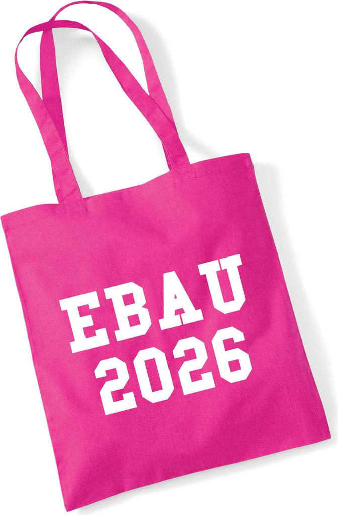 Huuraa Jutebeutel EBAU 2026 Abschluss Spanien 10 Liter Fuchsia Baumwolle Tasche Geschenkidee