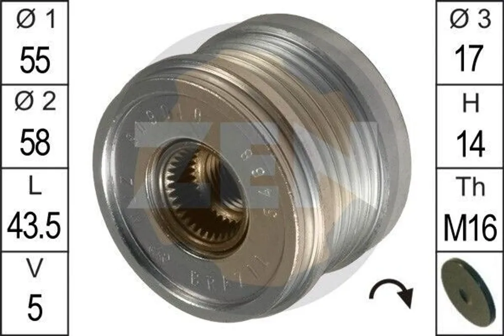 Supprimer les bruits d'alternateur avec la roue libre ZN5468 pour Renault