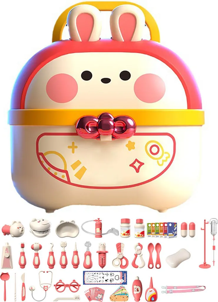 Mallette de Médecin Rouge avec 62 Accessoires de Soins et Stéthoscope - 2