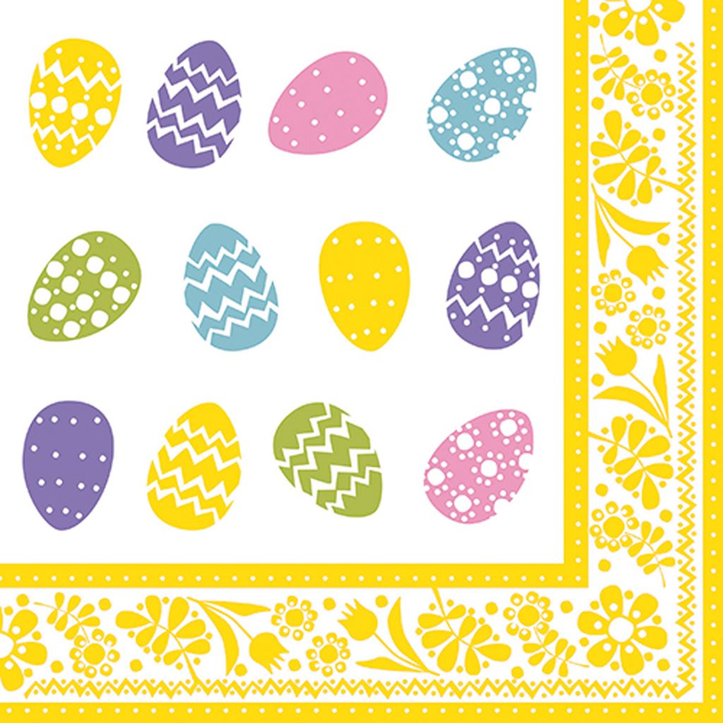PAPSTAR Oster-Motivservietten "Coloured Eggs" 400 x 400 mm 50 Stück