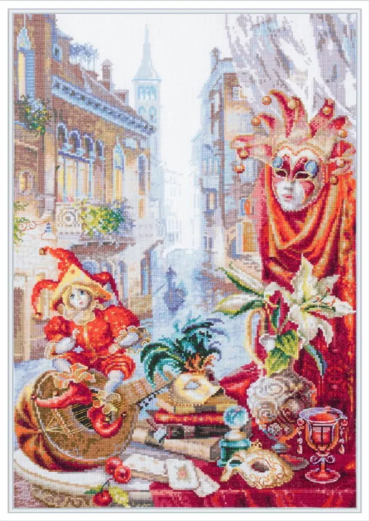 Kit Point de Croix Magic Needle Carnaval de Venise Zweigart 30x45cm
