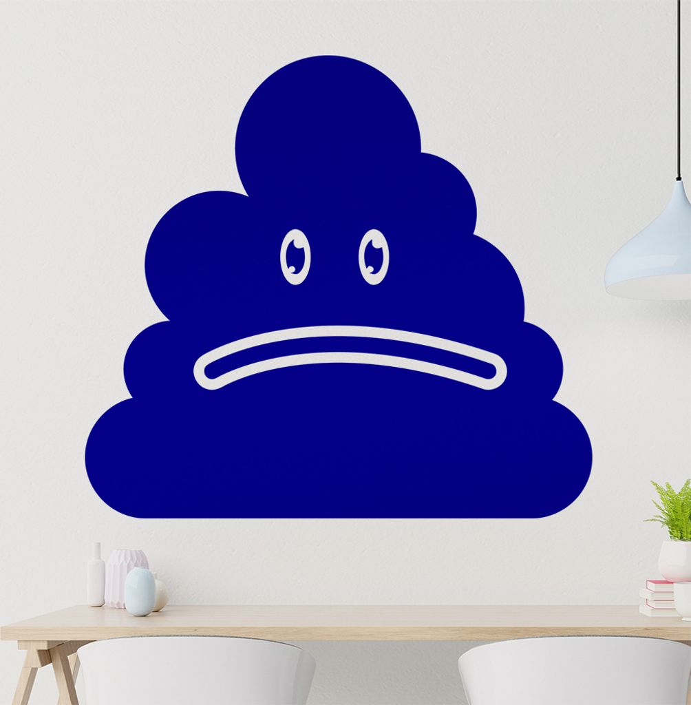 KIWISTAR Trauriger Poo Wandtattoo in 6 Größen - Wandaufkleber Wall Sticker - Dekoration, Küche, Wohnzimmer, Schlafzimmer, Badezimmer
