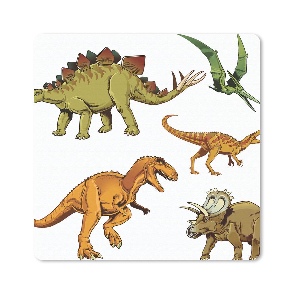 MuchoWow Mauspad Mousepad Dinosaurier - Zeichnung - Jungen - Kinder 30x30 cm - Mousepads - Maus Mat - Pad - Mausunterlage - Gaming