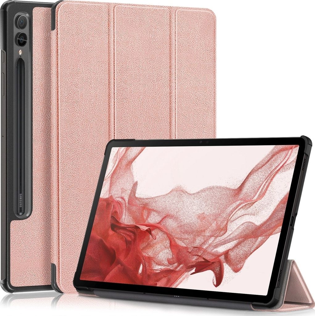 Mobigear Tri-Fold Samsung Galaxy Tab S9 Plus Hülle Klapphülle + Stifthalter - Roségold