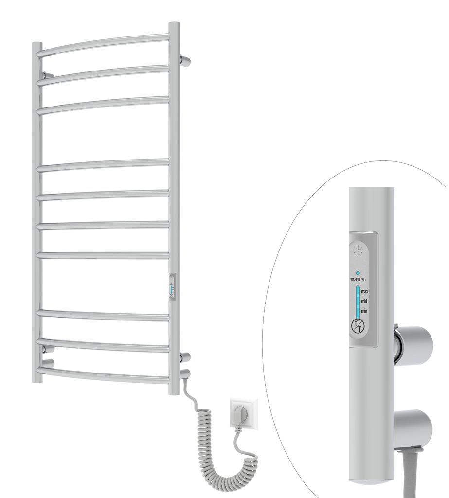 ELNA Badheizkörper Elektrisch Heizkörper Edelstahl 168W 96x48 cm mit Thermostat chrome