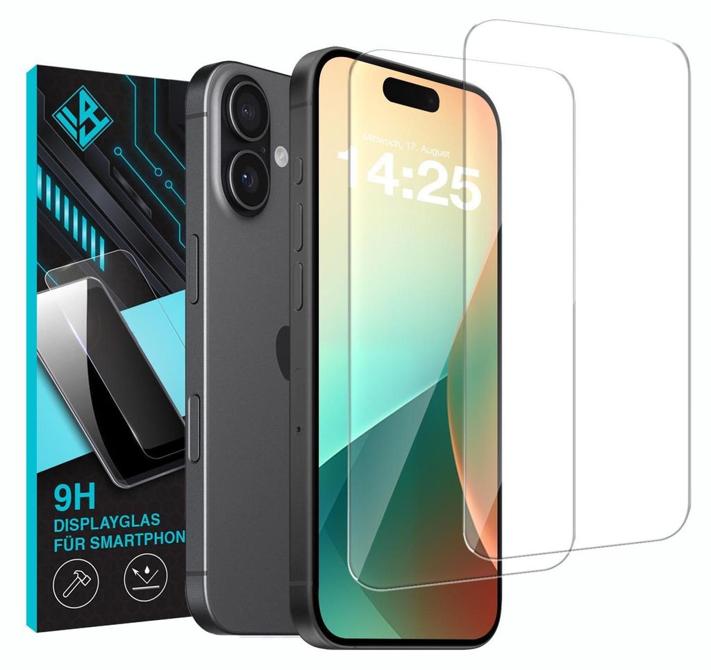 2x 9H Schutzglas Displayschutzfolie für Apple iPhone 17 Produktbild 