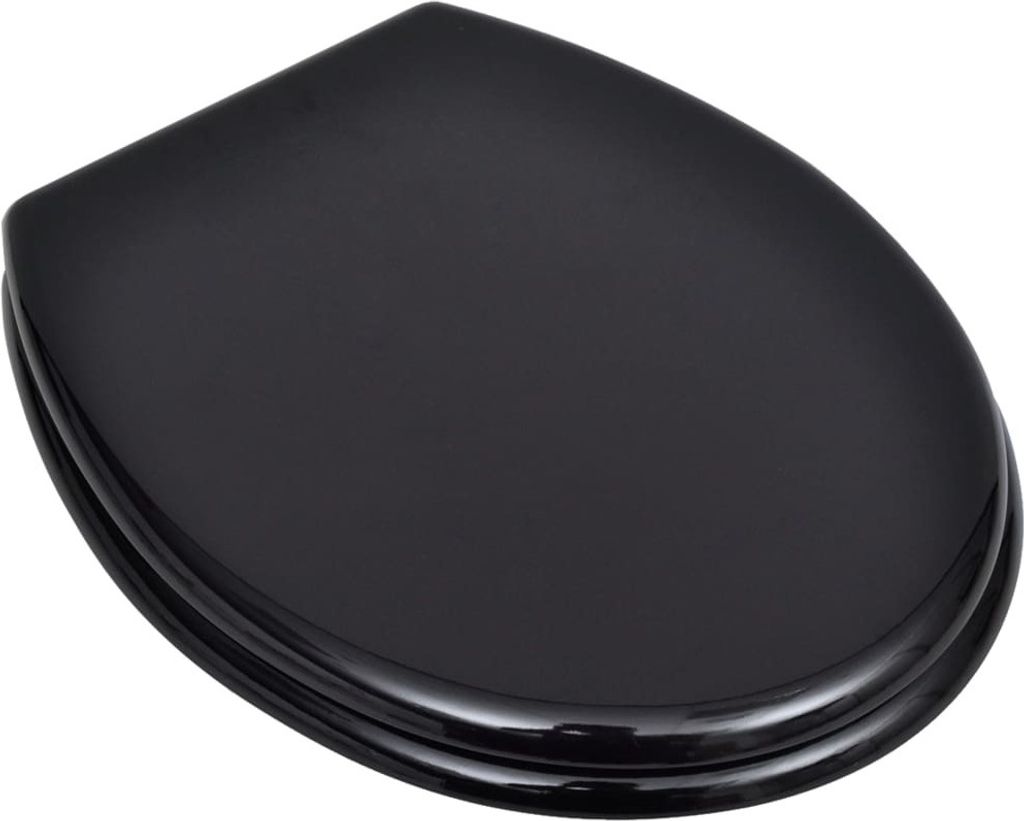 vidaXL Siège de toilette MDF Couvercle Design simple Noir Image du produit 