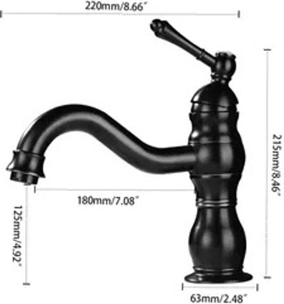 Badamatur Schwarz Armatur Bad Wasserhahn  Waschtischarmatur Produktbild 6