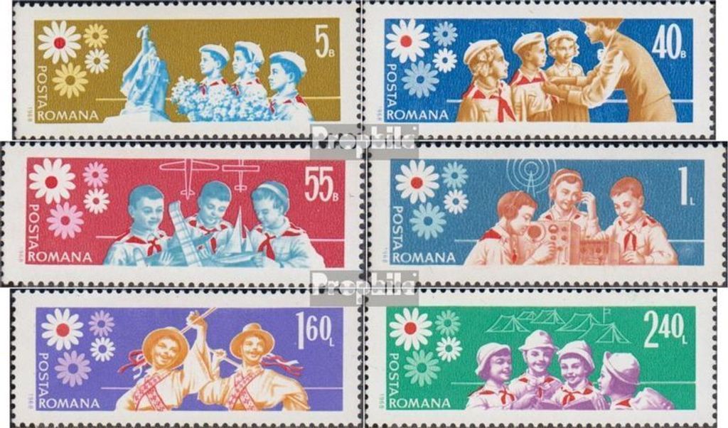 Briefmarken Rumänien 1968 Mi 2677-2682 (kompl.Ausg.) postfrisch Jugendorganisation Pioniere