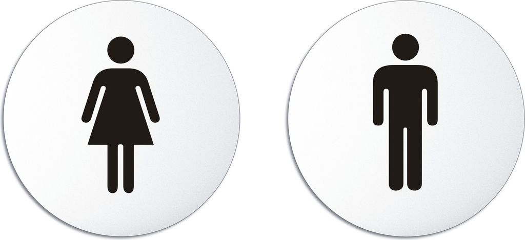 WC Schilder Toilettenschilder 2er Set Damen-Herren Ø 100 mm Alu UV-beständig kratzfest