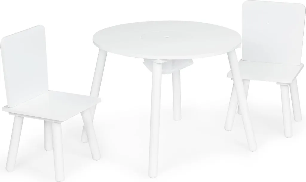 Table enfant et 2 chaises blanches : mobilier robuste pour petits