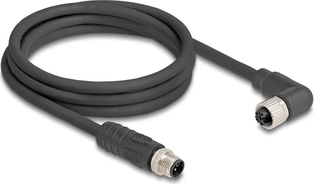 Delock M12 Power Cable 4-pin L-Coded 12A - 2m PUR Halogen-free