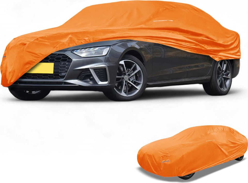 1 Stk. Universal Autoabdeckung Wasserdicht Alle Wetter Automotive Outdoor Vollabdeckung Aluminiumfolie Baumwolle Orange Passend für Limousine Län...