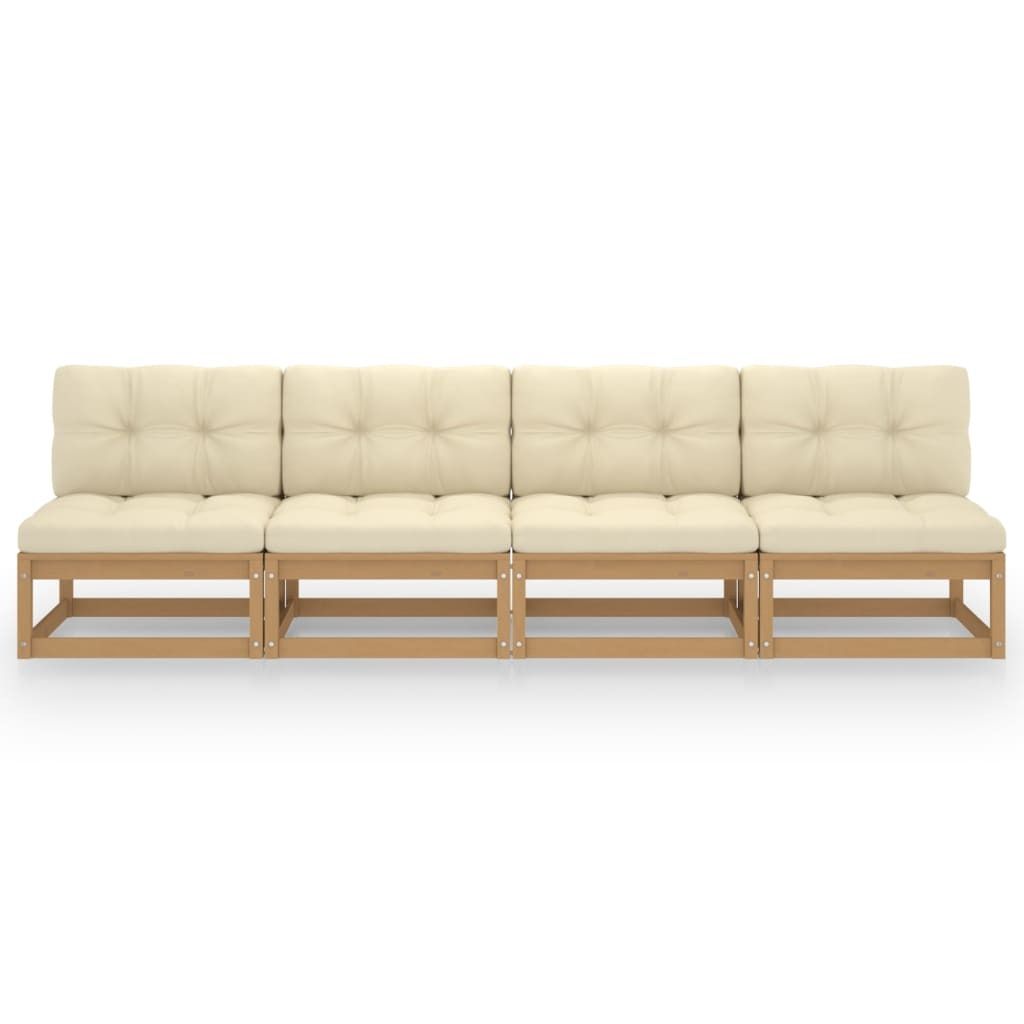 Möbel Gartenmöbel - Outdoor-Lounge - 4-Sitzer-Gartensofa mit Kissen Kiefer Massivholz - Gartengarnitur - Gartensofas CLORIS7134944
