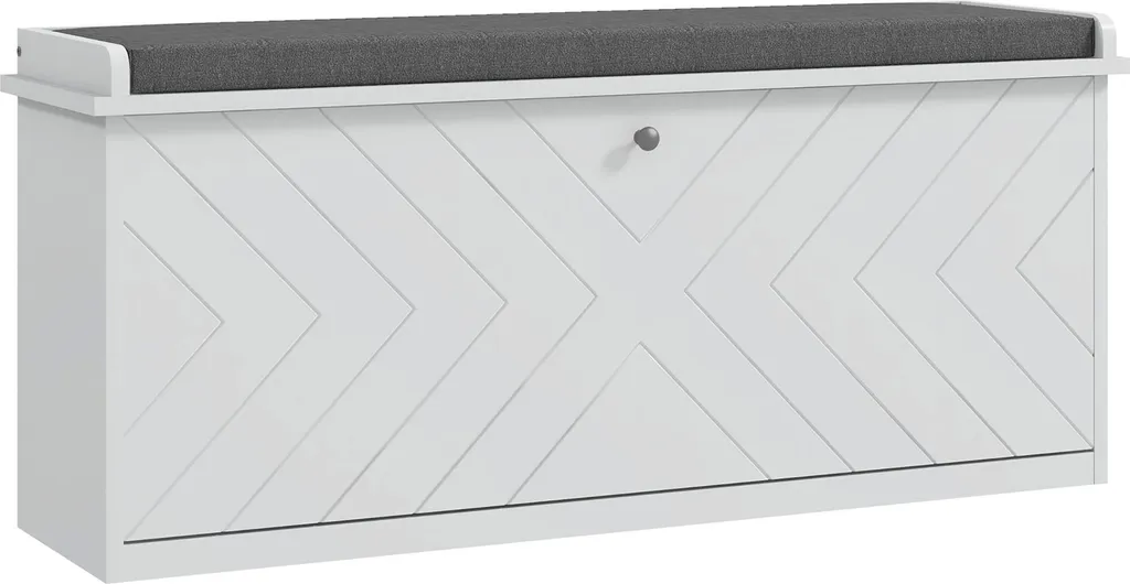 Meuble à chaussures banquette d'entrée avec assise et rangement blanc