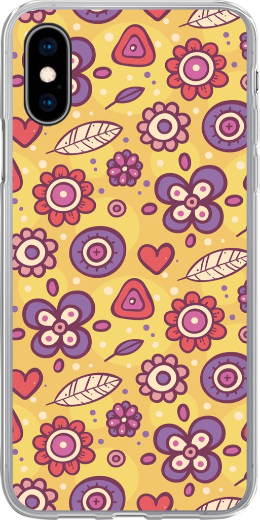 MuchoWow Handyhülle Schutzhülle Hülle für Telefoonhoesje iPhone X Muster - Blumen - Lila - Orange Silikon Softcase Handy Hülle - Handyhülle