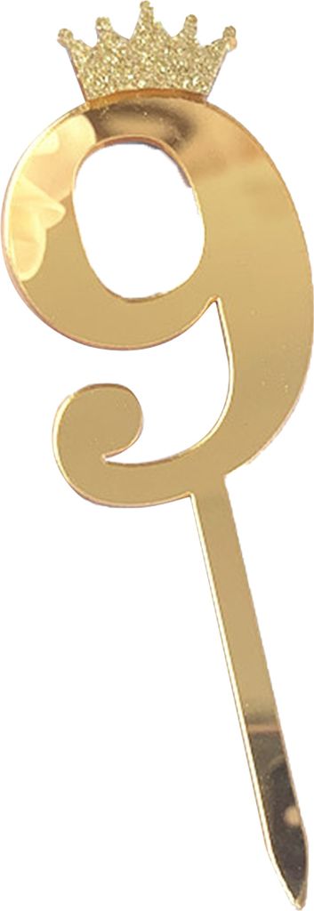 Kuchen Numeral Toper Kronstil Schillernde Acrylnummer Kuchen Topper Jubiläumsgeburtstagsfeier für Zuhause-Goldene 9