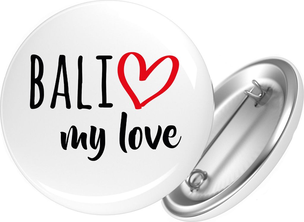 Huuraa Button Bali my love 59mm rund mit Sicherheitsnadel Produktbild 