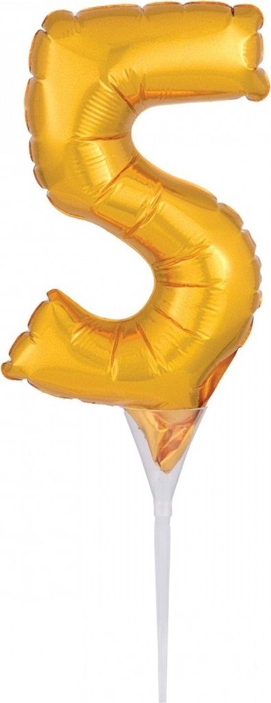 Folienballon Tortendeko Gold - Zahl 5