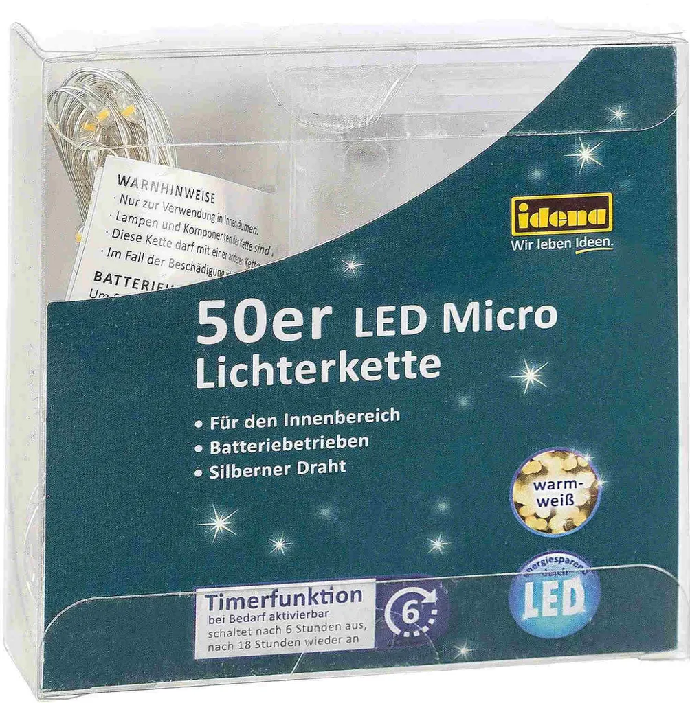 Idena Micro Luci LED 50 Punti Luce - Filo Modellabile Argento per DIY