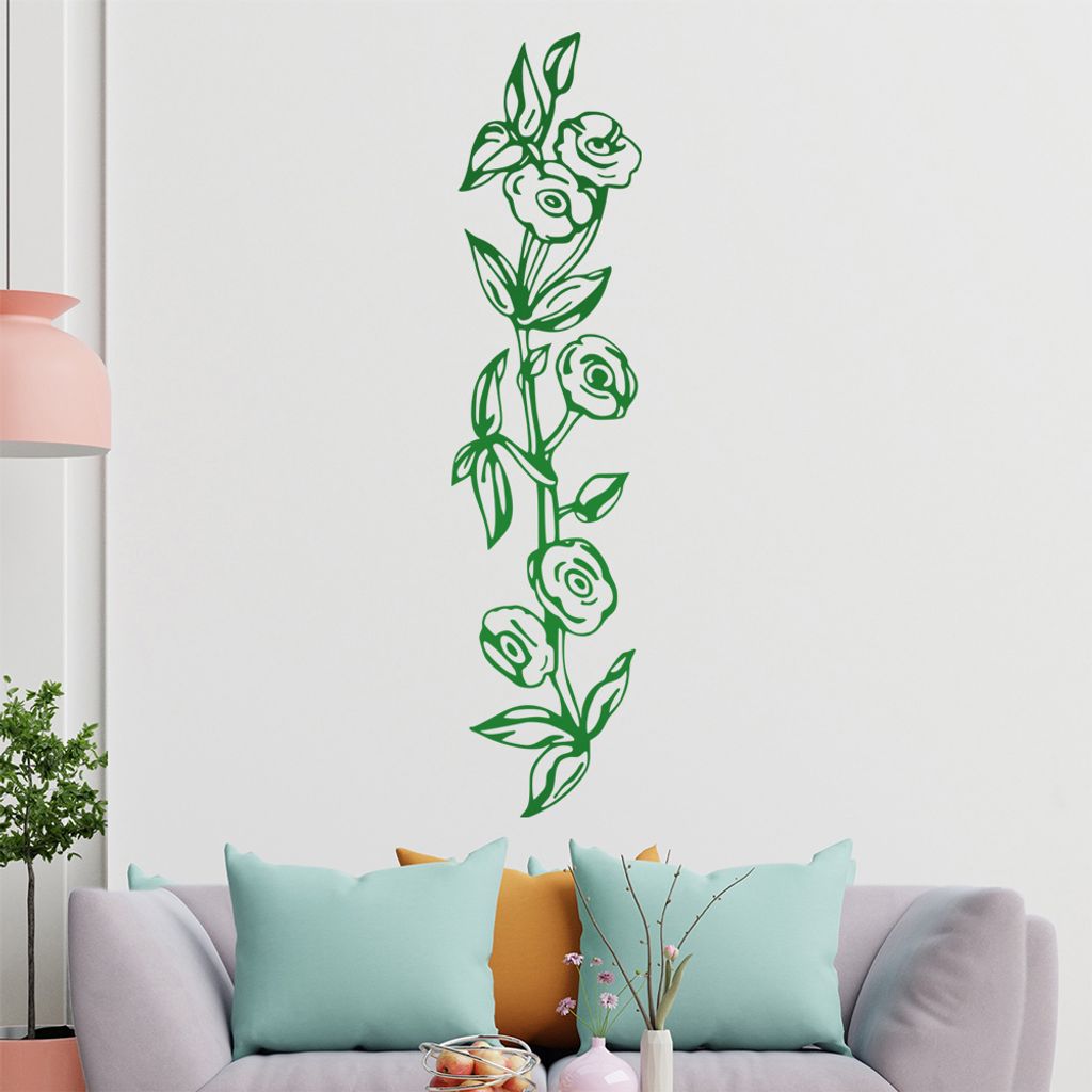 Blumen - Rose Wandtattoo in 6 Größen - Wandaufkleber Wall Sticker - Dekoration, Küche, Wohnzimmer, Schlafzimmer, Badezimmer
