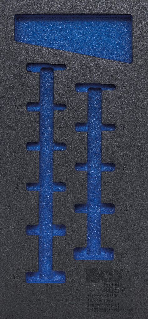 BGS 4059-1 1/3 Werkstattwageneinlage, leer für: Steckschlüsseleinsätze 6,3 (1/4), 6-kant, tief, 4-13 mm